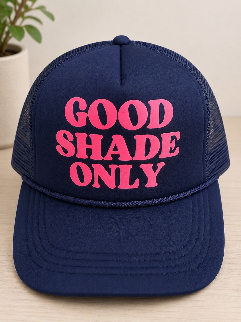 Good Shade Only Navy & Pink Retro Adjustable Snapback Trucker Hat NWOT